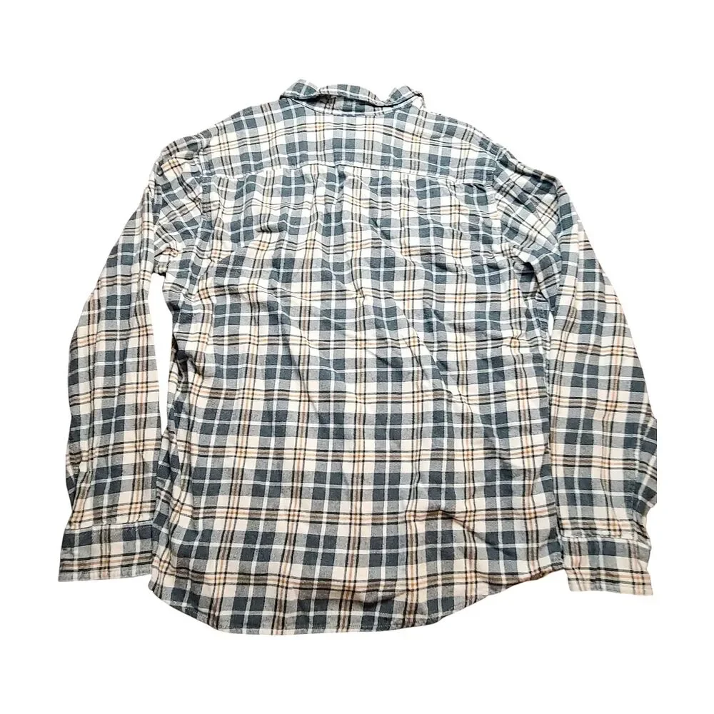 Sonoma Green Brown Plaid Print Long Sleeve Button Down Shirt L